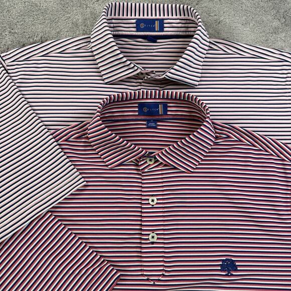 Stitch Golf Polo Lot Men’s Medium 2 Striped Performance Stretch Moisture Wicking - Picture 1 of 14